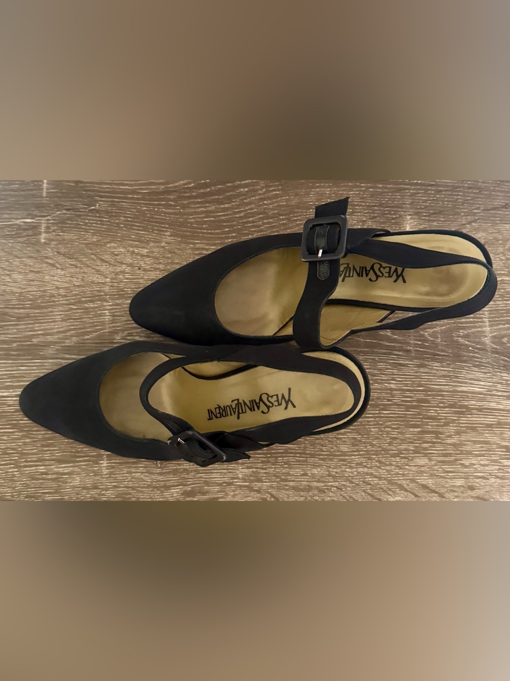 Vintage Yves Saint Laurent Black Suede Heels with Buckle - Picture 8 of 10